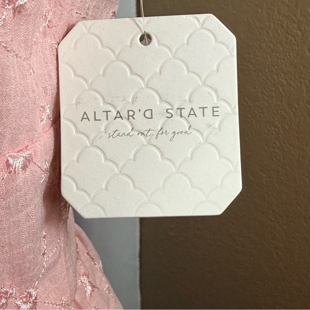 Alter’d State NWT Brittany Eyelet Tiered Mini Dress Sz L Pink - Picture 6 of 15